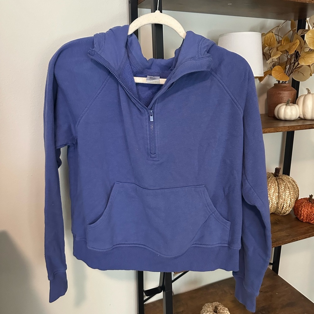 Purple Half-Zip Cropped Pullover